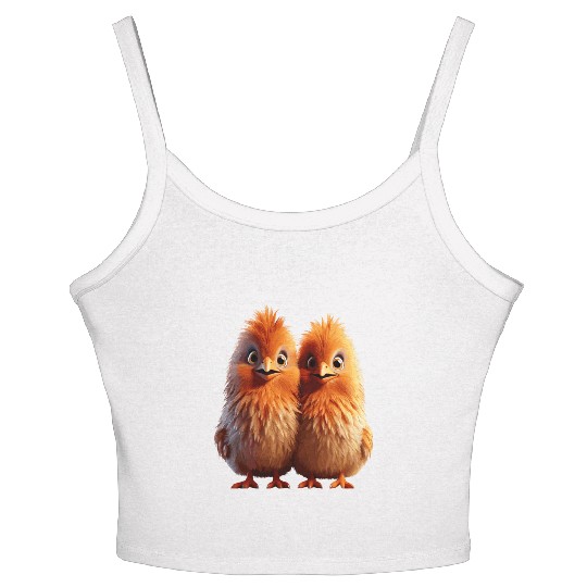 perfect match Adorable Chick Pair Cartoon Women's Spaghetti Strap Tank Top