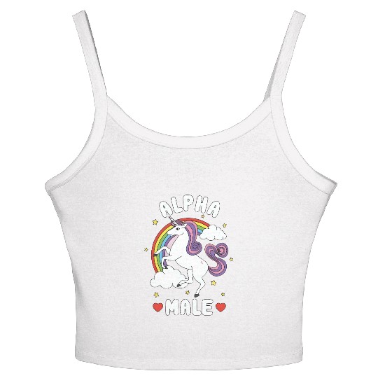 Alpha Male unicorn funny sarcastic ironic pink Women's Spaghetti Strap Tank Top