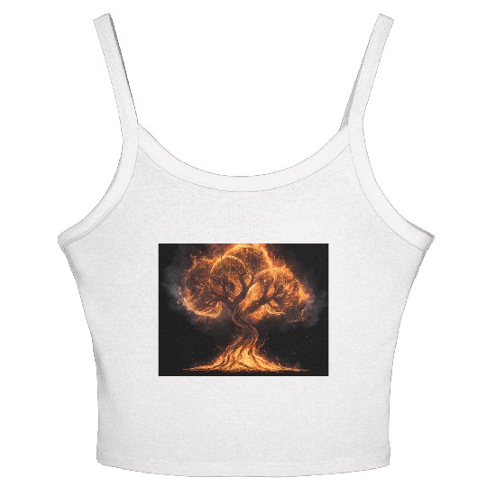 Fiery Arcane Tree Illustration Women's Spaghetti Strap Tank Top