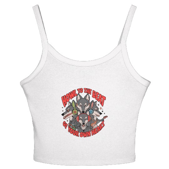 Howl to the Beat of Your Own Heart Wolves Indie Women's Spaghetti Strap Tank Top