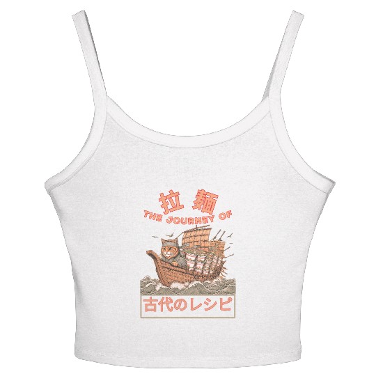 Samurai Cat with ramen Women's Spaghetti Strap Tank Top
