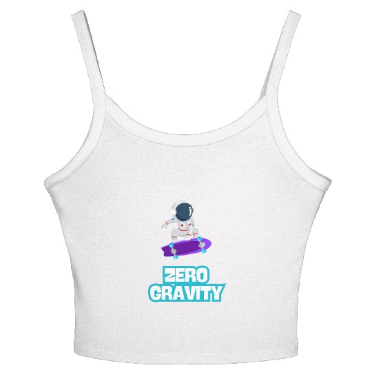 Zero Gravity Skateboarding Astronaut - Funny Skate Women's Spaghetti Strap Tank Top