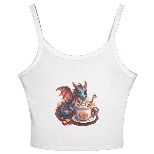 Cozy Dragon and Hot Chocolate Delight Women's Spaghetti Strap Tank Top