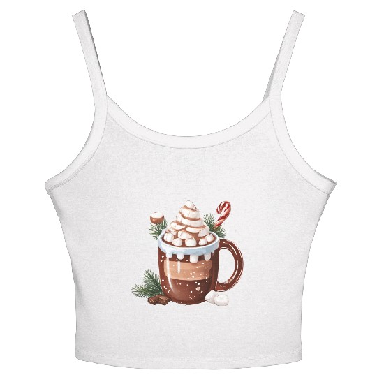 Festive Hot Chocolate with Marshmallows Women's Spaghetti Strap Tank Top