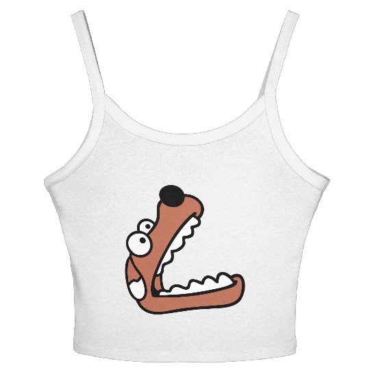 Dog Big Mouth Snout Hunger Looks Up Greedy Eating Women's Spaghetti Strap Tank Top