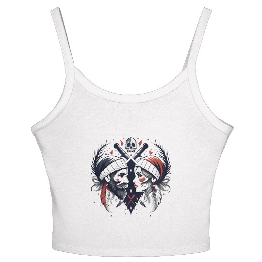 Pirate Love: Romantic Skull & Crossbones Women's Spaghetti Strap Tank Top
