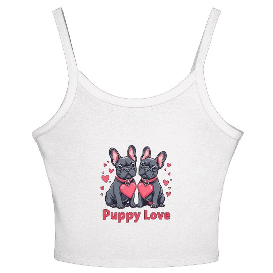 Valentines Day - Puppy Love French Bulldog Women's Spaghetti Strap Tank Top