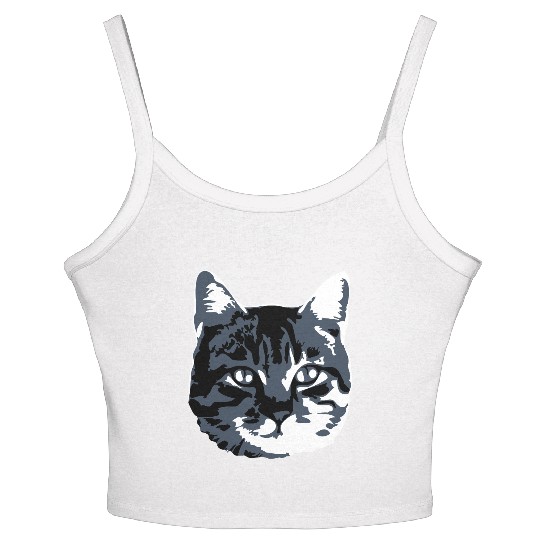 Cat Lover Realistic Pet Face Cute Cool Kitten Head Women's Spaghetti Strap Tank Top