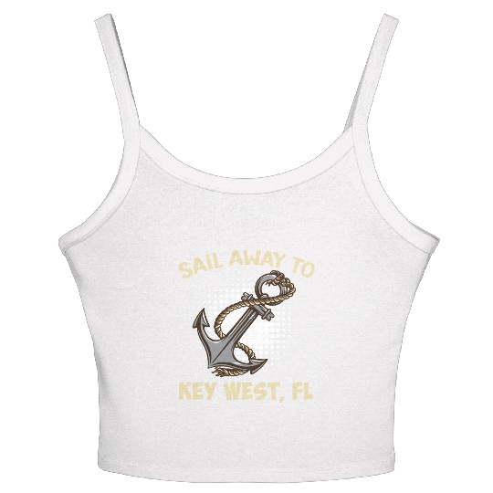 Florida Keys SAIL AWAY TO KEY-WEST Sailing Outfit Women's Spaghetti Strap Tank Top