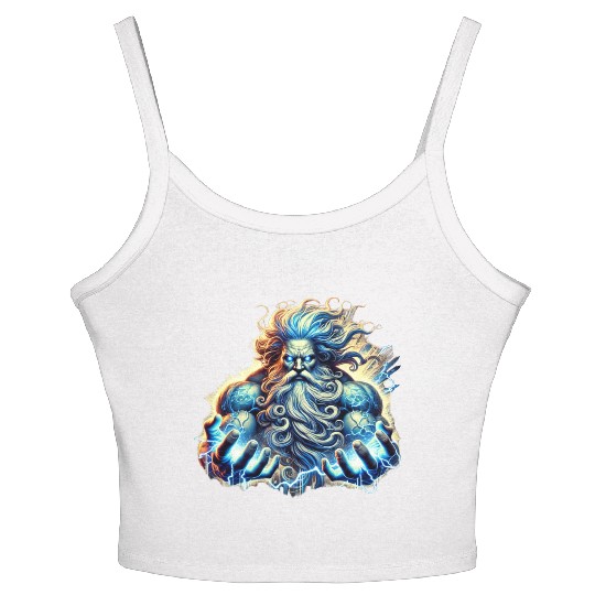 The Greek God Zeus with Lightning Women's Spaghetti Strap Tank Top