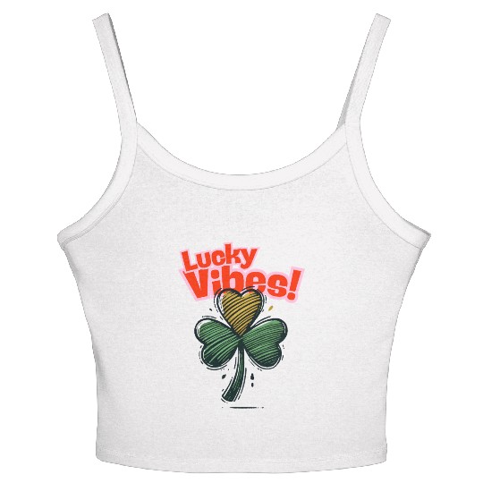 St Patricks Day - Lucky Vibes cute Men Women Kids Women's Spaghetti Strap Tank Top