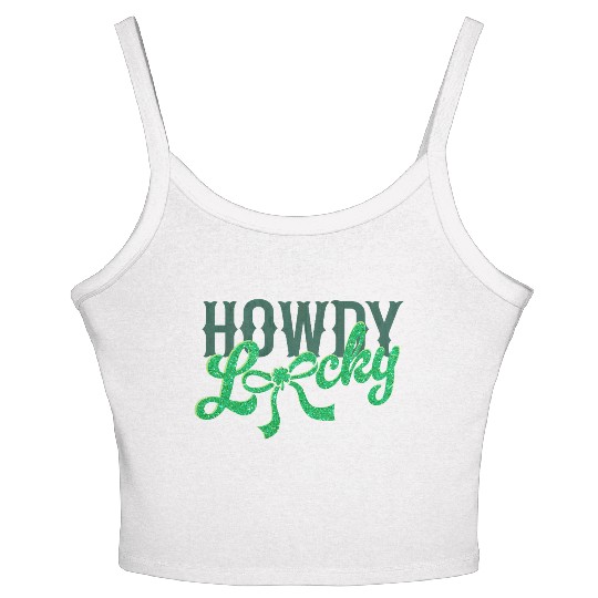 Howdy Lucky Western Cowgirl St Patricks Design Women's Spaghetti Strap Tank Top