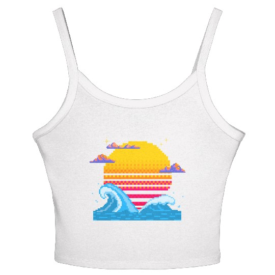 Pixel Sunset Horizon Women's Spaghetti Strap Tank Top