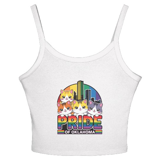 Pride of Oklahoma City USA Rainbow Flag Women's Spaghetti Strap Tank Top