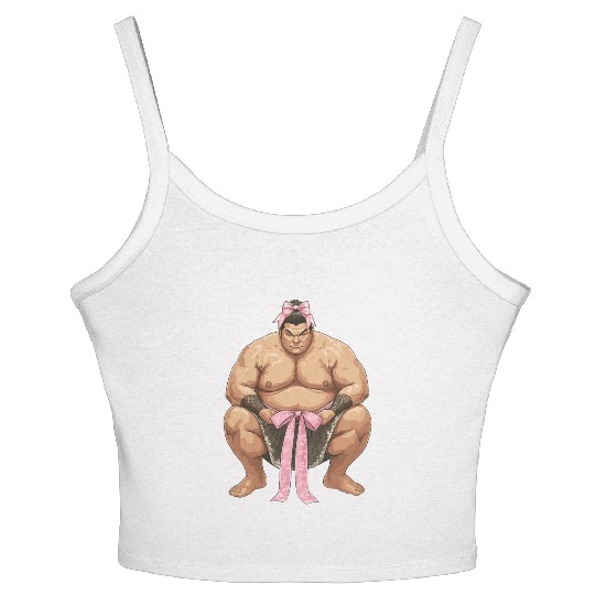 Coquette Bow Sumo Wrestling Japanese Sumo Wrestler Women's Spaghetti Strap Tank Top