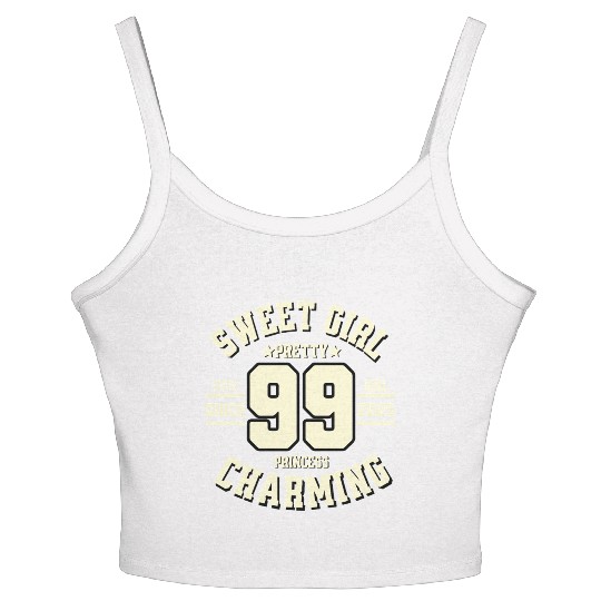 Black And White A Sweet Girl With 99 Charming Women's Spaghetti Strap Tank Top