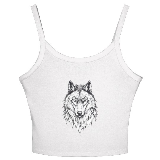 Wolf Face: Majestic and Wild Women's Spaghetti Strap Tank Top