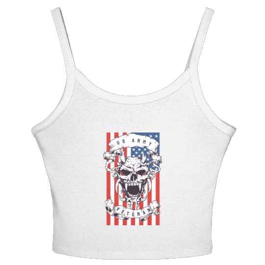 US Army Veteran Skull Women's Spaghetti Strap Tank Top