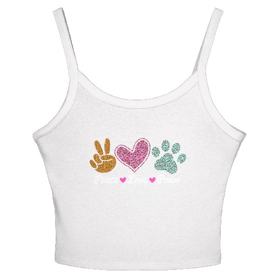 Peace Love Paws Leopard Print Design Women's Spaghetti Strap Tank Top
