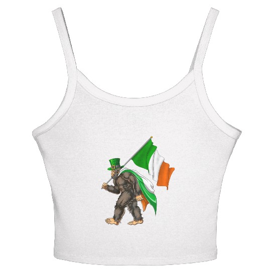 St. Patrick's Day Bigfoot Ireland Flag Women's Spaghetti Strap Tank Top