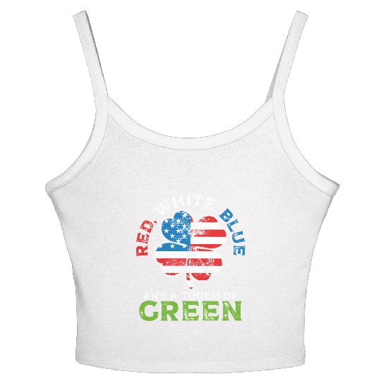Red White Blue and a Touch of Green Irish USA Women's Spaghetti Strap Tank Top