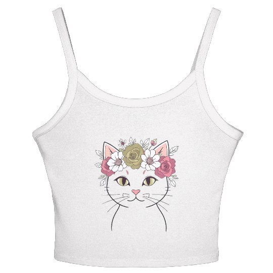 Royal Cat with a Rose Crown Women's Spaghetti Strap Tank Top