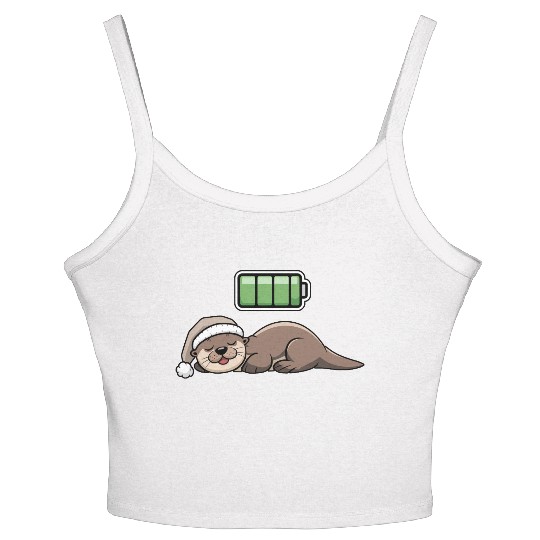 Sea Otter Sleeping Recharging Night Bedtime Women's Spaghetti Strap Tank Top