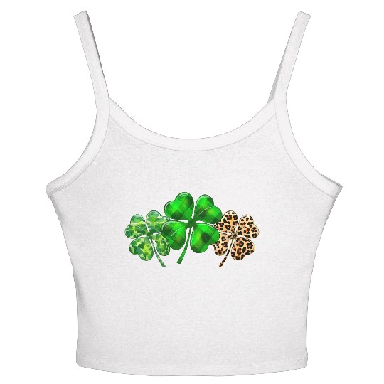 Plaid Shamrock Leopard Camouflage St Patricks Day Women's Spaghetti Strap Tank Top