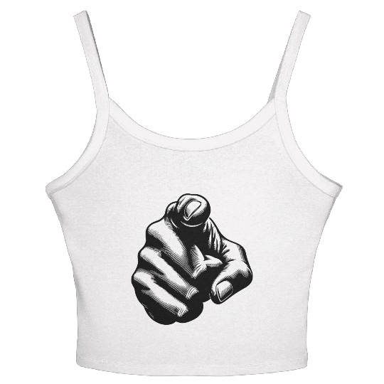 Motivational Design Index Finger Hand Gesture Women's Spaghetti Strap Tank Top