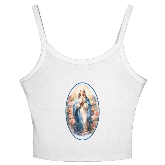 Blessed Mother Mary Knows Best Catholic Women's Spaghetti Strap Tank Top