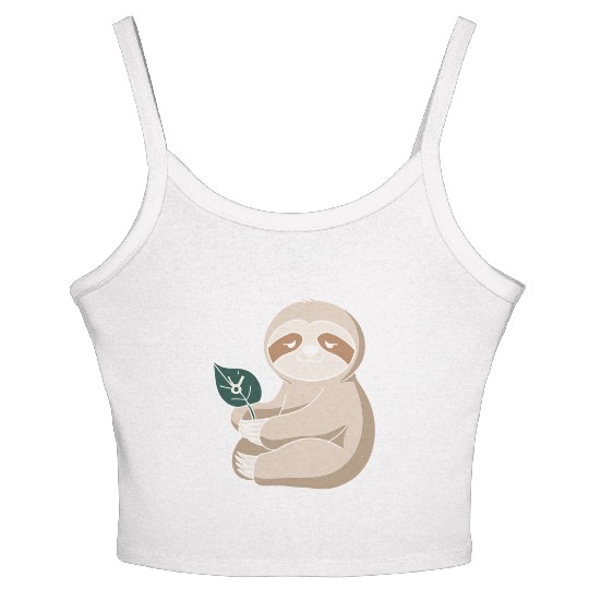 Taurus Zodiac Sloth Holding Leaf Women's Spaghetti Strap Tank Top