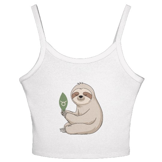Taurus Zodiac Sloth Embracing Serenity Women's Spaghetti Strap Tank Top