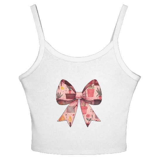 Coquette Bow Gardening Gardener Plants Pattern Women's Spaghetti Strap Tank Top