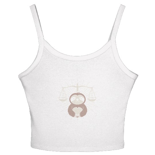 Charming Libra Zodiac Sloth Embrace Women's Spaghetti Strap Tank Top