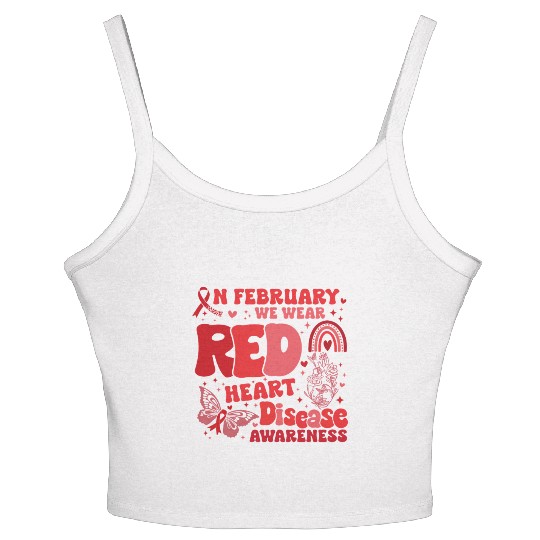 In February We Wear Red Rainbow CHD Awareness Women's Spaghetti Strap Tank Top