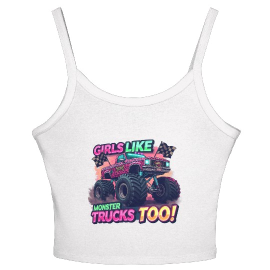 Girls Love Monster Trucks Design Women's Spaghetti Strap Tank Top