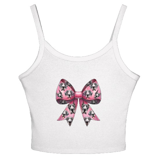 Coquette Bow Great Dane Dog Mom Pattern Pink Women's Spaghetti Strap Tank Top