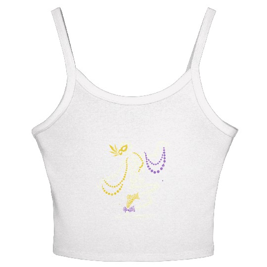 Mardi Gras Skeleton Dance Beads Mask Fun Women's Spaghetti Strap Tank Top