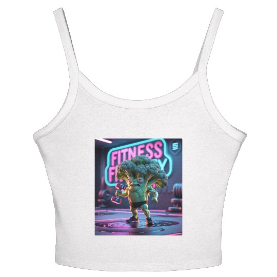 Cartoon Broccoli Gym Women's Spaghetti Strap Tank Top