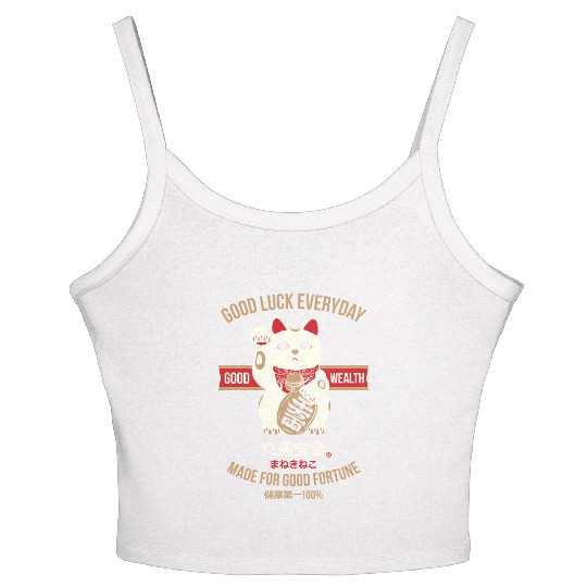 Maneki-neko (Lucky Cat) Women's Spaghetti Strap Tank Top