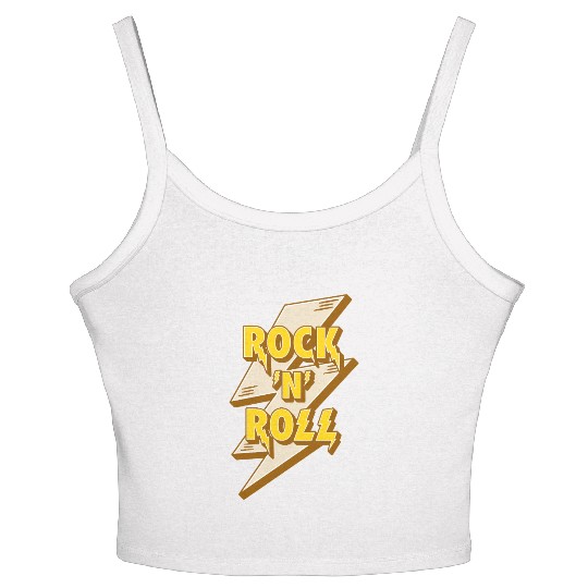 Rock'N'Roll Sign With Lightning Bolt Women's Spaghetti Strap Tank Top