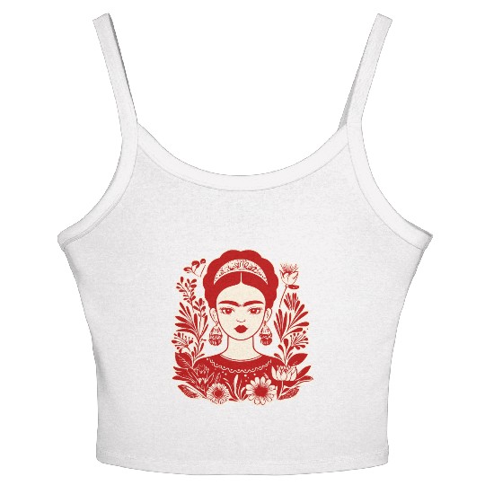 Frida Kahlo Illustration Feminist Art Women's Spaghetti Strap Tank Top