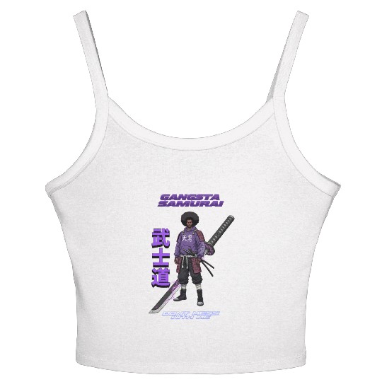 Gangsta Samurai - Afro Street Fighter Anime Manga Women's Spaghetti Strap Tank Top