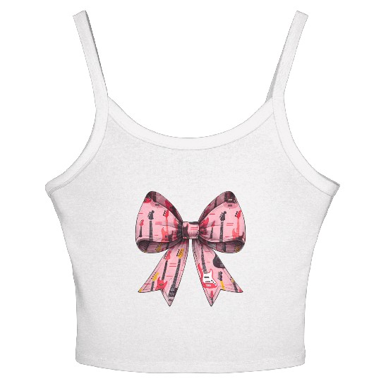 Coquette Bow Bass Player Bassist Guitarist Guitar Women's Spaghetti Strap Tank Top