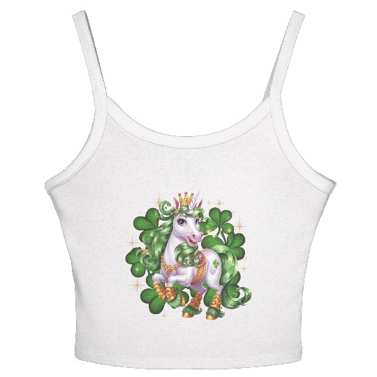 St. Patrick's Day Unicorn Funny Lucky Unicorn Women's Spaghetti Strap Tank Top