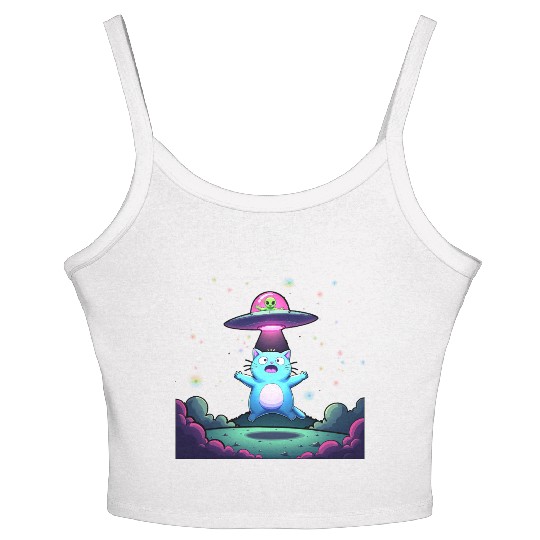 Alien Cat Abduction Art Women's Spaghetti Strap Tank Top