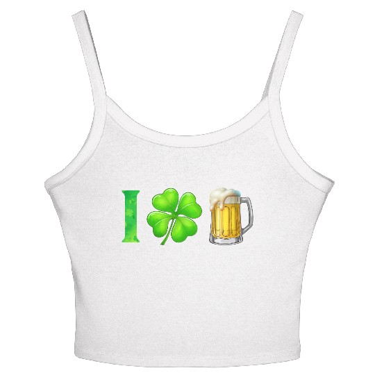 I Shamrock Beer Funny St Patrick's Day I Love Beer Women's Spaghetti Strap Tank Top