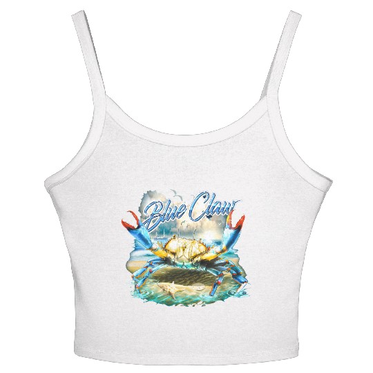 Bass Fishing Blue Claw Crab Women's Spaghetti Strap Tank Top