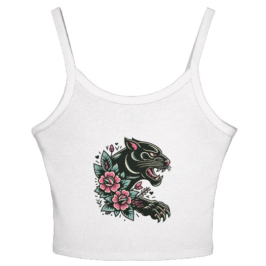 Black Panther Flash Tattoo Women's Spaghetti Strap Tank Top