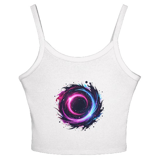 Cosmic Vortex Swirl – Neon Galaxy Energy Women's Spaghetti Strap Tank Top